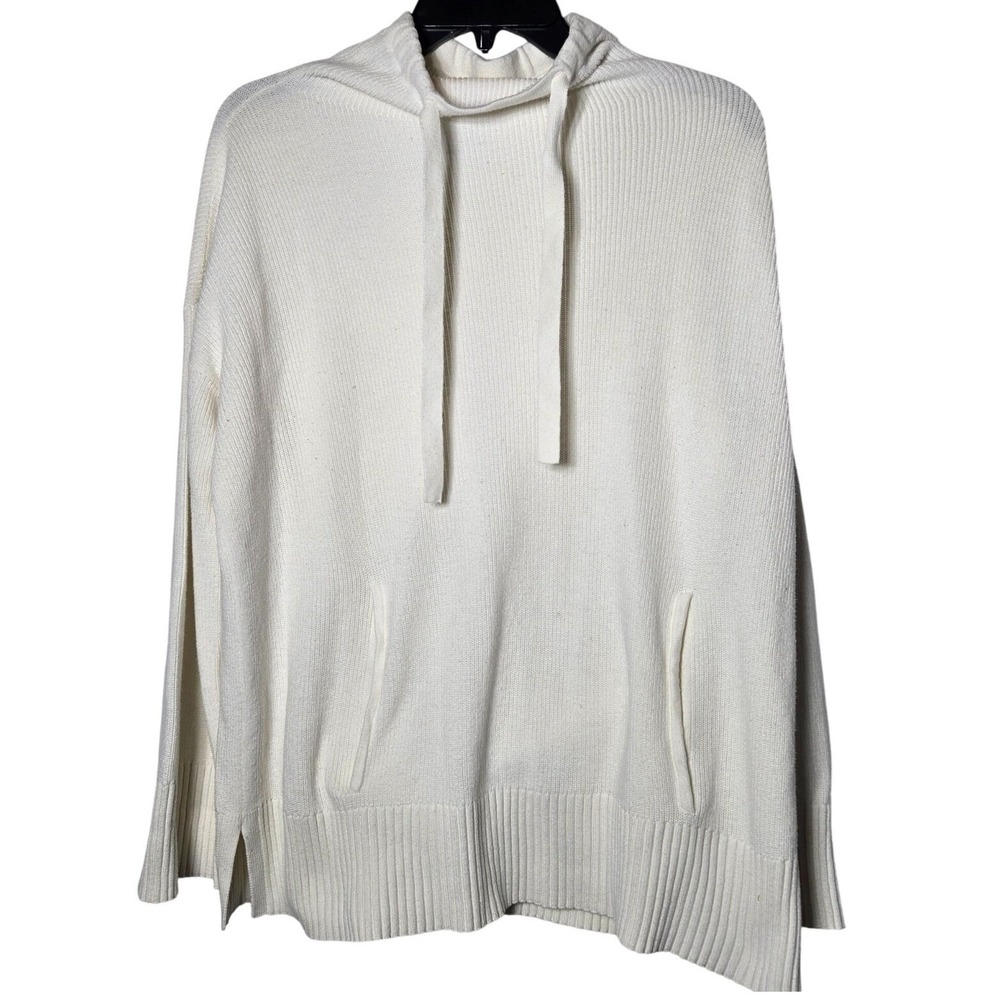 T By Talbots Women White Knit Cowl Neck Sweater Large Minimalist Coastal Neutral